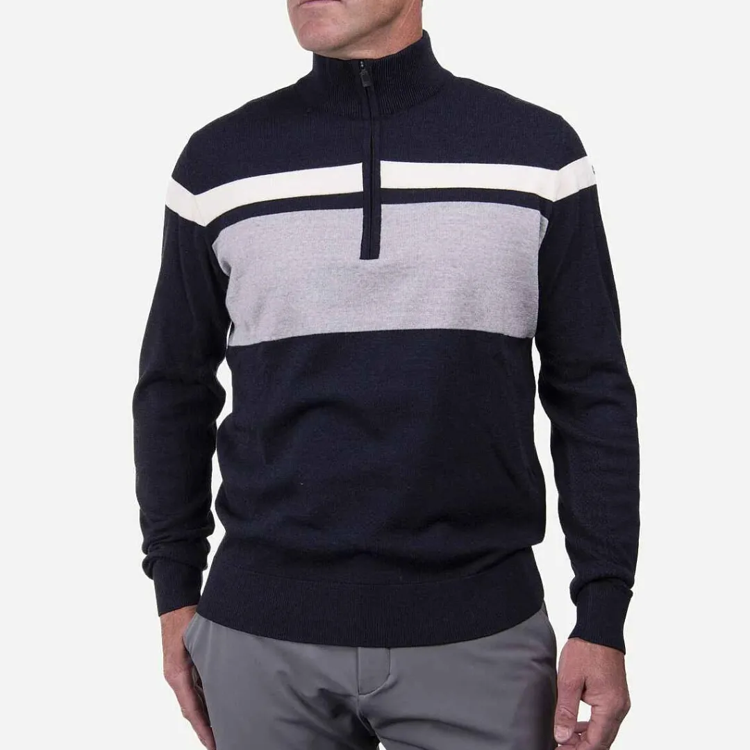 KJUS Men'S Stripe Sweater Half-Zip-Men Midlayers & Sweaters
